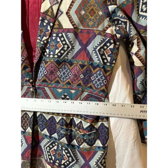 Circle T VTG Country Western Tapestry Aztec Blazer Jacket M Multicolor Cowboy - Picture 6 of 11